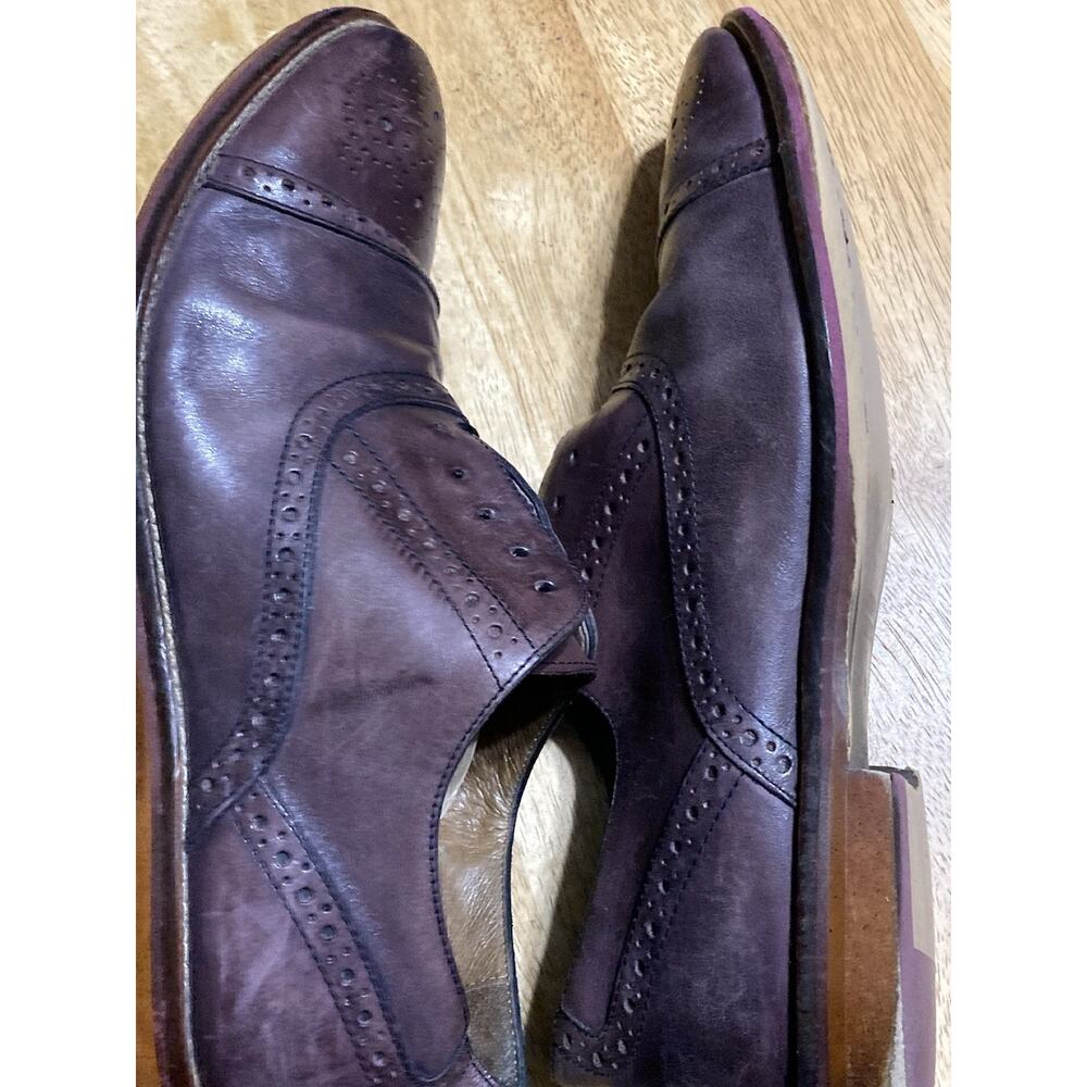 Johnston Murphy Shoes 10.5 Burgundy Brown Leather Cap Toe Oxford Lace Up - Picture 6 of 9